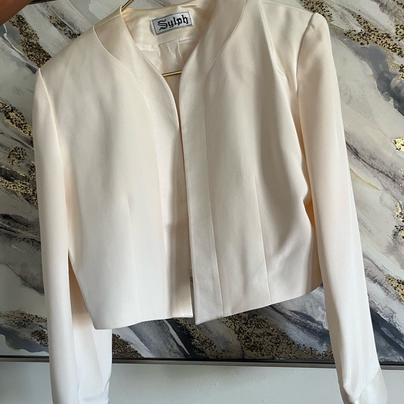 VTG Women's Cream Blazer 100% SILK - Picture 3 of 9
